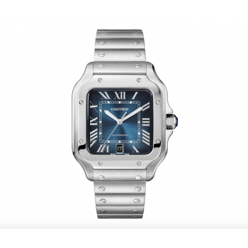 Cartier Santos de Cartier Large Stainless Blue WSSA0030 - Beverly Hills Watch Company