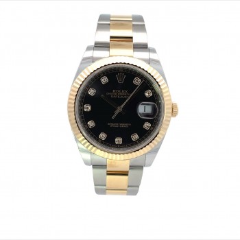 Rolex Datejust 41mm Black Diamond Dial Yellow Gold and Stainless 126333 - Beverly Hills Watch Company