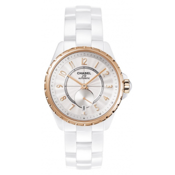 Chanel J12 White Ceramic Rose Gold Silver Dial H3839 - Beverly Hill Watch Company