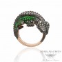 18k Rose Gold Alligator Catseye Silver Diamond Tsavorites Ring UXQ47F - Beverly Hills Watch
