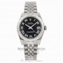 Rolex Datejust 31MM Stainless Steel Jubilee Bracelet 18K White Gold Fluted Bezel Black Roman Numeral Dial Ladies Watch 178274 Beverly Hills Watch Store